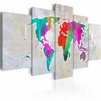 Schilderij - Onze planeet , wereldkaart , multi kleur , 5 luik