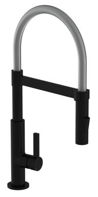 Ngk Schutte miami ééngreepsmeraan keuken met spiraalveer | chroom/mat zwart 79146