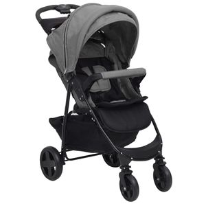 VidaXL Kinderwagen 2-in-1 staal lichtgrijs