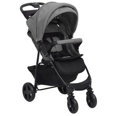 VidaXL Kinderwagen 2-in-1 staal lichtgrijs