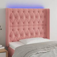 Hoofdbord LED 103x16x118/128 cm fluweel roze