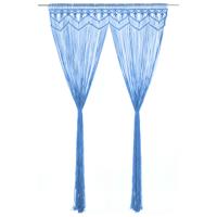VidaXL Gordijn macramé 140x240 cm katoen blauw VidaXL Gordijn macramé 140x240 cm katoen blauw