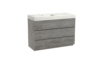 Storke Edge staand badmeubel 120 x 52 cm beton donkergrijs met Mata High asymmetrisch linkse wastafel in solid surface mat wit