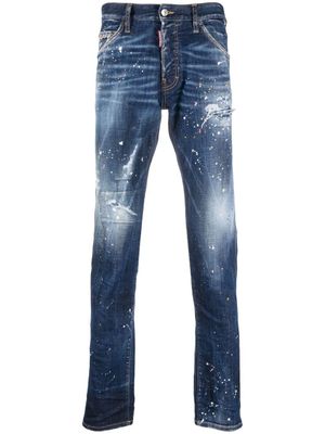 DSQUARED2 jean Twimphony à effet taches de peinture - Bleu