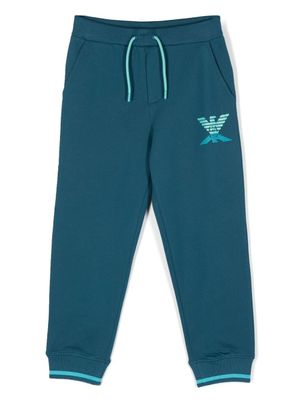 Emporio Armani Kids pantalon de jogging fuselé à logo imprimé - Bleu