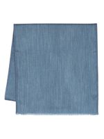 Ferragamo écharpe chinée à bords frangés - Bleu