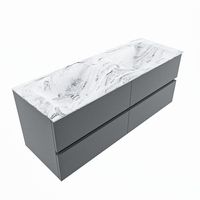 MONDIAZ VICA-DLUX 130cm badmeubel onderkast Plata 4 lades. Inbouw wastafel CLOUD dubbel zonder kraangat, kleur Glace, en spiegel model SPOT - thumbnail