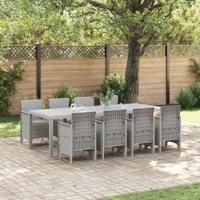 9-delige tuinset met kussens van wit poly rattan