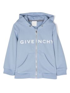 Givenchy Kids hoodie en coton à logo imprimé - Bleu