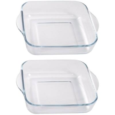 Cosy & Trendy Ovenschaal van glas - 2x - 22x22x5 cm - 1,8 L - braadslede