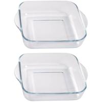Cosy & Trendy Ovenschaal van glas - 2x - 22x22x5 cm - 1,8 L - braadslede