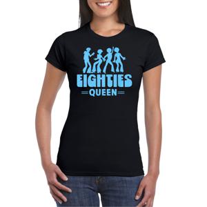 Bellatio Decorations Verkleed shirt voor dames - eighties queen - zwart/blauw - jaren 80 - carnaval 2XL  -