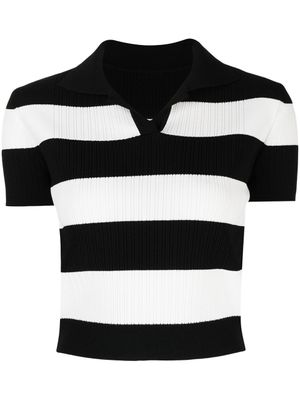 Juun.J chemise crop à rayures horizontales - Noir