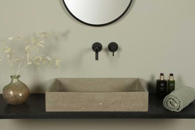 Terrazzo Waschbecken, braun, rechteckig 60×39 cm | TRZ-510bt