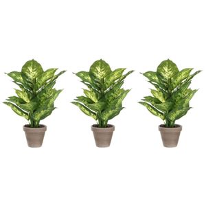 Voordeelset van 4x stuks groene Dieffenbachia kunstplanten 40 cm in pot