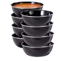 Redcliffs Kommenset - 8x stuks - zwart - 15 x 5 cm - emaille - kamperen/outdoor - schaaltjes