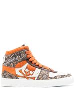 Philipp Plein baskets montantes en cuir à motif cachemire - Marron - thumbnail