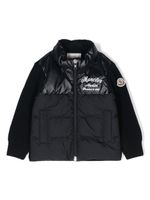 Moncler Enfant doudoune zippée à patch logo - Bleu - thumbnail