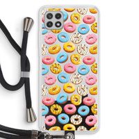 Pink donuts: Samsung Galaxy A22 4G Transparant Hoesje met koord Pink donuts: Samsung Galaxy A22 4G Transparant Hoesje met koord