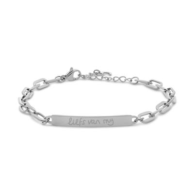 Gepersonaliseerde handschrift bar armbanden - Stainless steel - Zilver - Oval chain ( € 36,95 )