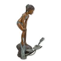 A BRONZE FOUNTAIN OF A LITTLE GIRL WITH FROG