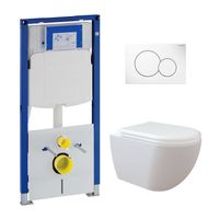 Geberit UP320 toiletset met Creavit randloos toilet met bidetsproeier en softclose zitting