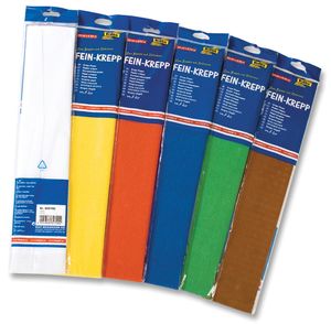 Folia crêpepapier pak van 10 stuks in geassorteerde kleuren: wit, geel, licht oranje, lichtblauw, blau...