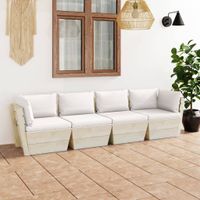 vidaXL Tuinbank 4-zits met kussens pallet vurenhout - thumbnail