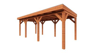 Trendhout plat dak traditioneel overkapping 675x335x260 cm geschaafd Douglashout - zaag- en bouwpakket- Plat dak- - Trendhout