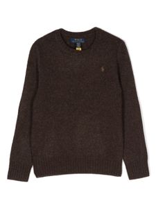 POLO RALPH LAUREN KIDS pull en laine à motif Pony - Marron