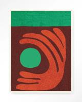 Urban Cotton Wandkleed 'Elements Green' 110 x 145cm in Floating Frame - off white