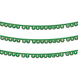 St. Patricks Day feestslinger - 3x - 205 x 11 cm - groen - van papier