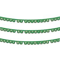 St. Patricks Day feestslinger - 3x - 205 x 11 cm - groen - van papier