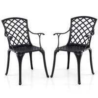 Set van 2 Multifunctionele Terrasstoelen Metalen Buiten Eetkamerstoelen Stevige Buitenfauteuil 66 x 57 x 94 cm