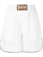 Palm Angels short en lin à patch logo - Blanc - thumbnail