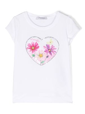 Monnalisa t-shirt brodé de sequins - Blanc