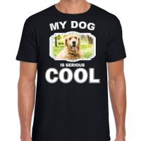 Golden retriever honden t-shirt my dog is serious cool zwart voor heren