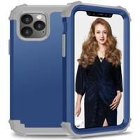 Voor iPhone 11 Pro PC + siliconen driedelige anti-drop mobiele telefoon bescherming Bback cover (blauw)