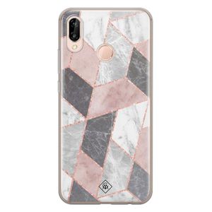 Huawei P20 Lite siliconen telefoonhoesje - Stone grid