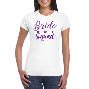 Wit Bride Squad t-shirt met paarse glitters dames