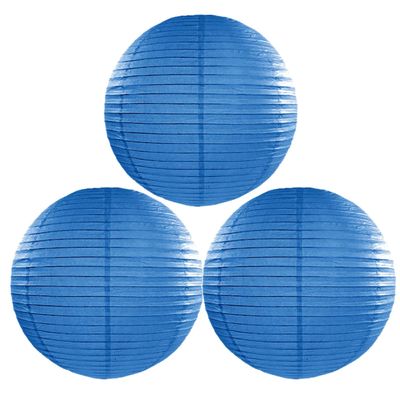 Set van 4x stuks luxe bol party lampionnen blauw 35 cm