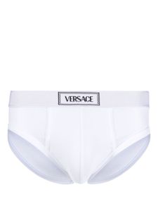 Versace slip en coton à bande logo 90s Versace - Blanc