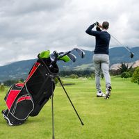 Golfkar Tas met Standaard en Parapluhouder 87 x 82 x 87 cm Rood + Zwart - thumbnail