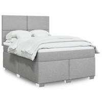 Boxspring met matras stof lichtgrijs 140x190 cm