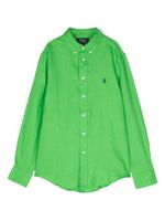 POLO RALPH LAUREN KIDS chemise en lin à logo brodé - Vert