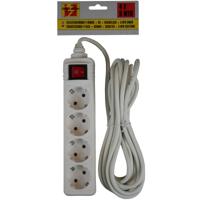 2x benson stekkerdoos - 4-voudig - wit - 5m - randaarde - met schakelaar