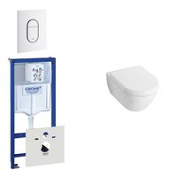 Villeroy & Boch Subway Compact Toiletset - inbouwreservoir - diepspoel wandcloset - bedieningsplaat verticaal - wit 0729205/0729242/1024232/1025456/