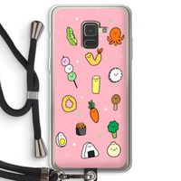 Happy bento friends: Samsung Galaxy A8 (2018) Transparant Hoesje met koord