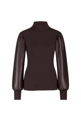 Noortje faux leather top - espresso - 13282