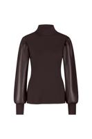 Noortje faux leather top - espresso - 13282 - thumbnail